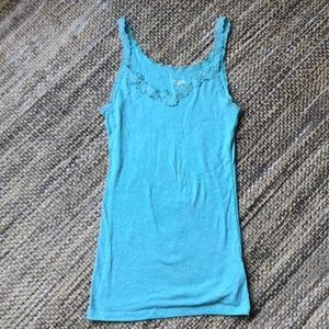 Mossimo women’s aqua teal blue tank top with lace